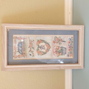 Framed Heart Tulip Floral Spring Collage Robert Grace Artist Print Vintage